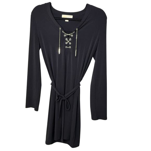 Michael Kors Chain Lace-Up Belted Shirtdress - Picture 2 of 5